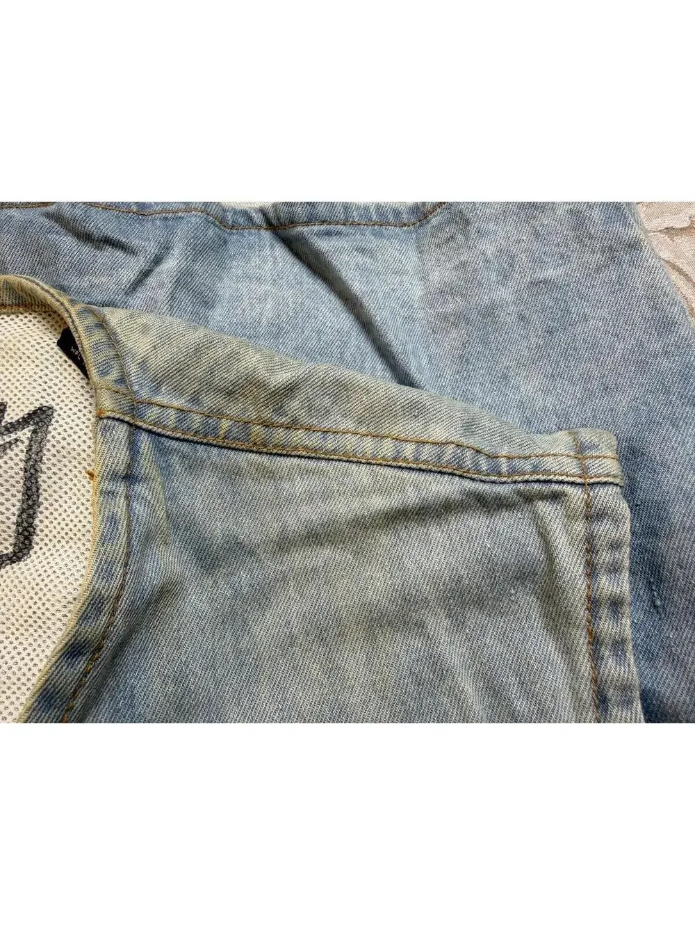JACKET Vintage Light Wash Denim Utility Vest with Multiple Pockets